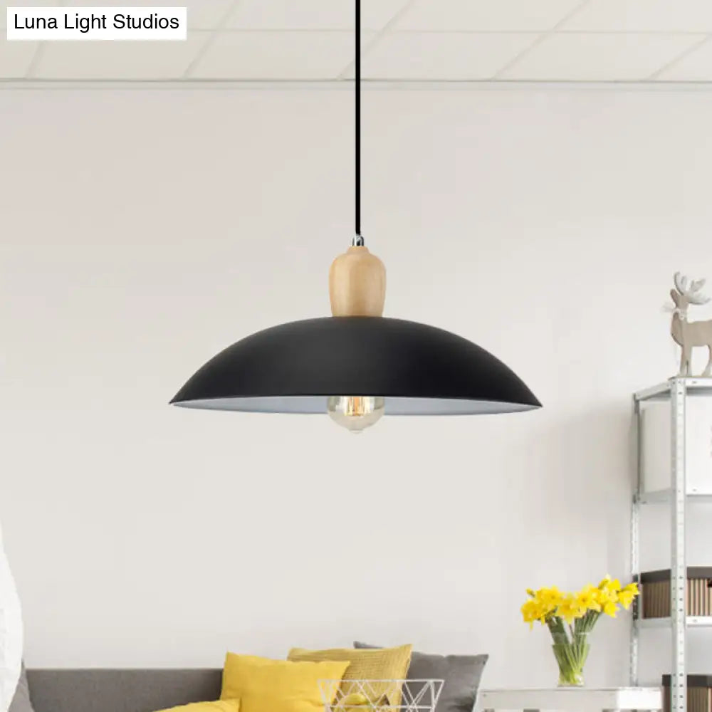 Modern Bowl Ceiling Pendant Light In Black/White 12.5’/16’ Diameter