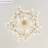 Modern Branch Chandelier With Leaf Deco Acrylic & Metal Gold Finish - 81/108-Light Hanging Lamp