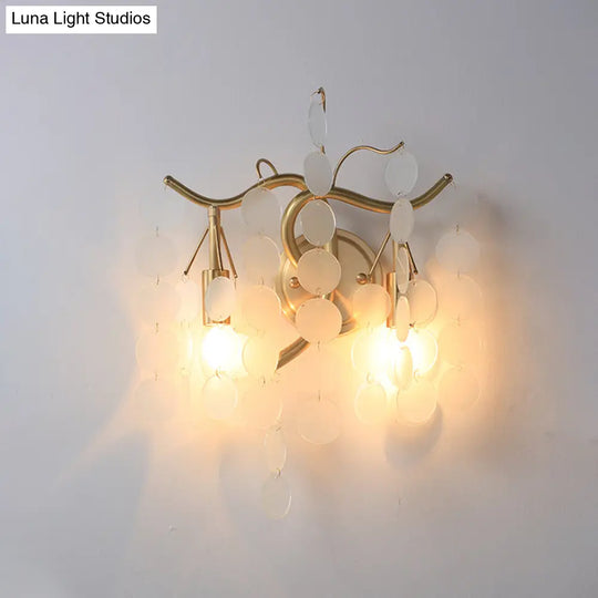 Modern Branch Design Bedroom Wall Lamp - Blue/Pink Glass 2 Lights Open Bulb
