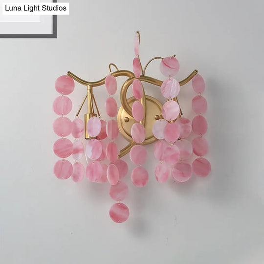 Modern Branch Design Bedroom Wall Lamp - Blue/Pink Glass 2 Lights Open Bulb Pink