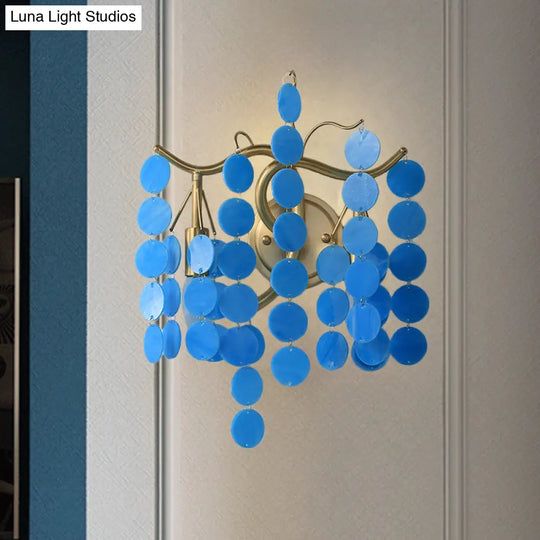 Modern Branch Design Bedroom Wall Lamp - Blue/Pink Glass 2 Lights Open Bulb Blue