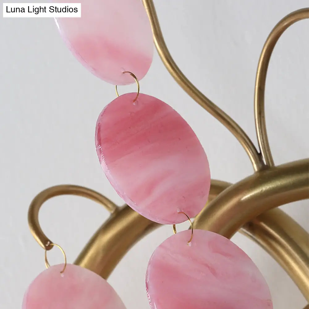 Modern Branch Design Bedroom Wall Lamp - Blue/Pink Glass 2 Lights Open Bulb
