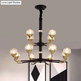 Modern Branching Crystal Ball Chandelier | 6/8/12 Head Suspension Light in Black-Gold
