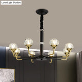 Modern Branching Crystal Ball Chandelier | 6/8/12 Head Suspension Light in Black-Gold