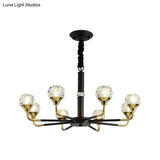 Modern Branching Crystal Ball Chandelier | 6/8/12 Head Suspension Light in Black-Gold