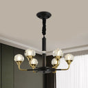 Modern Branching Crystal Ball Chandelier | 6/8/12 Head Suspension Light in Black-Gold 6 / Black-Gold