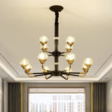 Modern Branching Crystal Ball Chandelier | 6/8/12 Head Suspension Light in Black-Gold 12 / Black-Gold