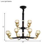 Modern Branching Crystal Ball Chandelier | 6/8/12 Head Suspension Light in Black-Gold