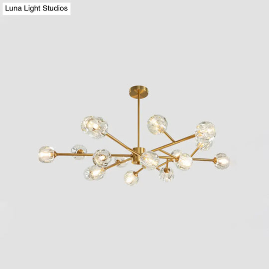 Modern Brass Chandelier With Ball Faceted Crystal Shade - Perfect For Kitchen Ceiling 18 /