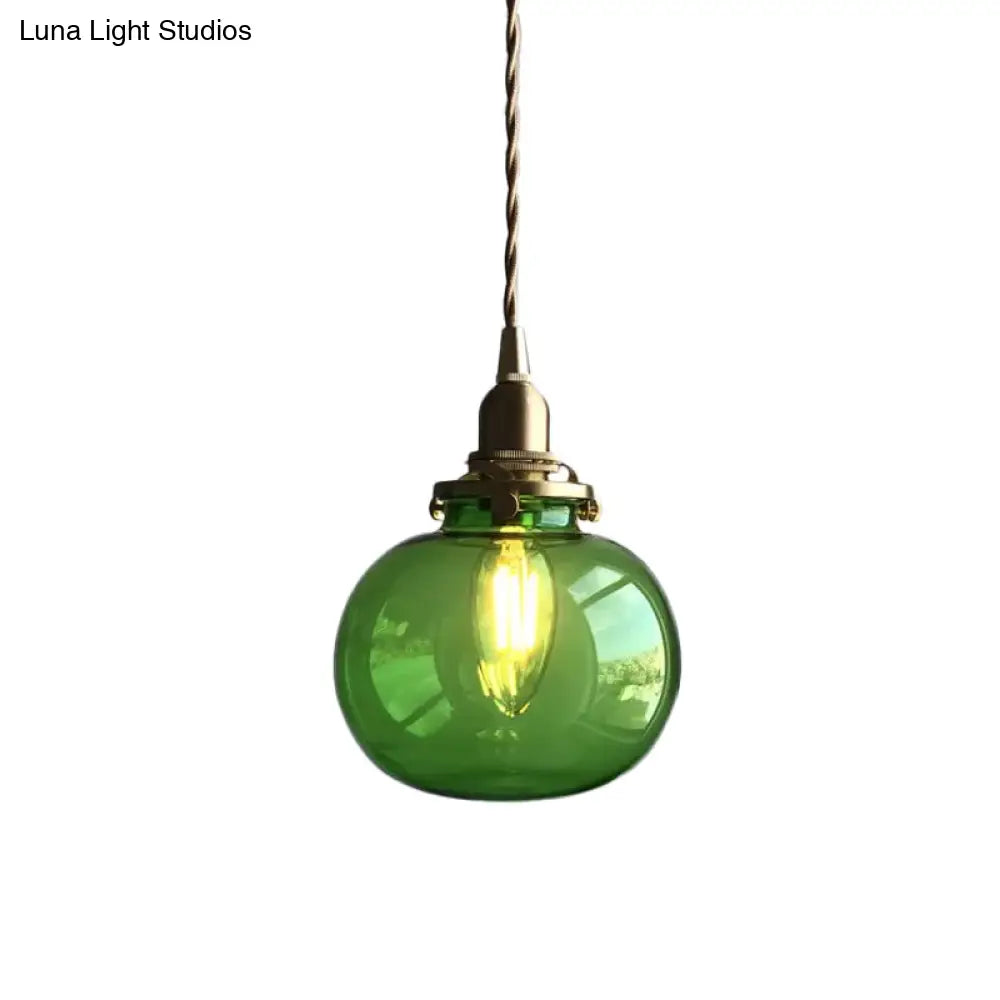 Modern Brass Elliptical Pendant Lamp With Blue/Clear/Green Glass - Ideal For Dining Room Ceiling