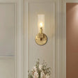 Modern Brass Glass Cubic Wall Lamp - Stylish 1-Light Fixture For Living Room