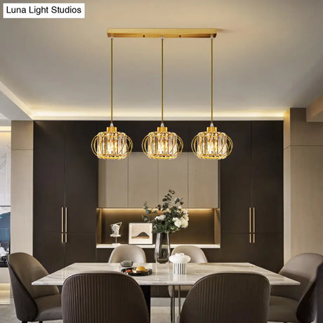 Modern Brass Globe Pendant Light With Crystal Hanging For Dining Area