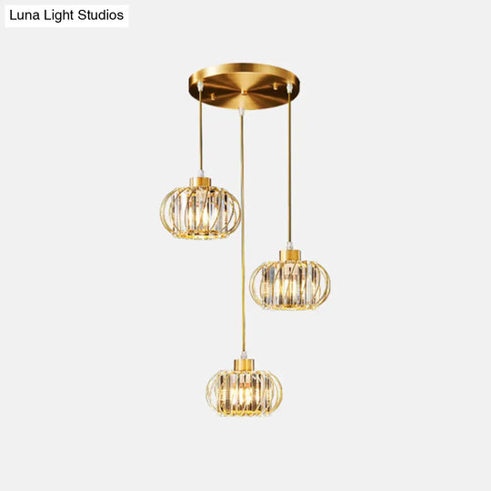 Modern Brass Globe Pendant Light With Crystal Accents Stylish Ceiling Lantern For Dining Area 3 /