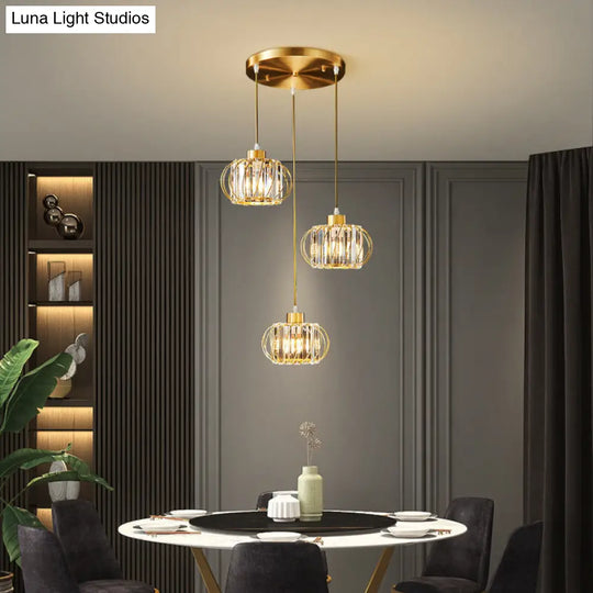 Modern Brass Globe Pendant Light With Crystal Accents Stylish Ceiling Lantern For Dining Area