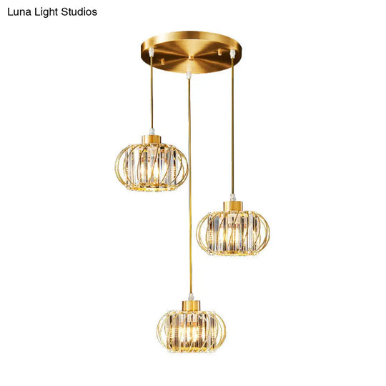 Modern Brass Globe Pendant Light With Crystal Accents Stylish Ceiling Lantern For Dining Area