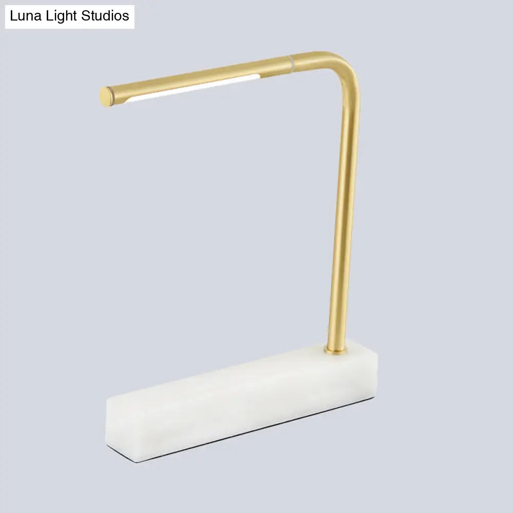 Modern Brass Led Table Lamp With Right Angled Design Nordic Night Light For Study Room Metal