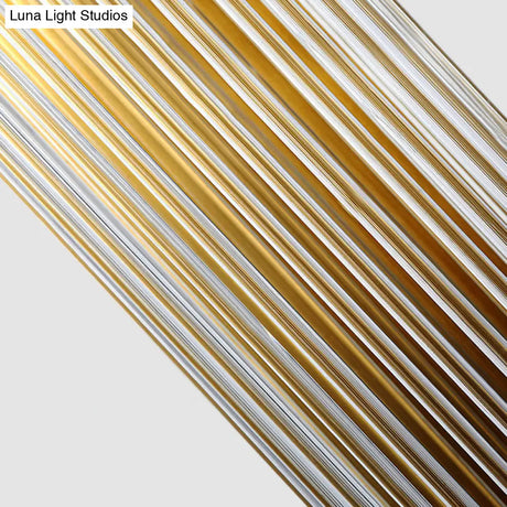 Modern Brass Linear Wall Lamp With Clear Crystal Sconce - 2 Lights Stylish Design