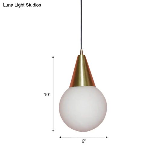 Brass Modo Ceiling Pendant Light - Post Modern 1 Milk White Glass Suspension Lamp
