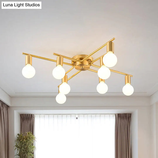 Modern Brass Molecular Flushmount Ceiling Lamp - 8-Bulb Cream Glass Flush Mount Light