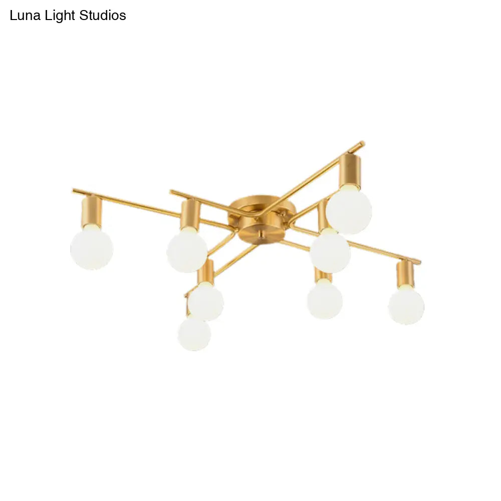 Modern Brass Molecular Flushmount Ceiling Lamp - 8-Bulb Cream Glass Flush Mount Light