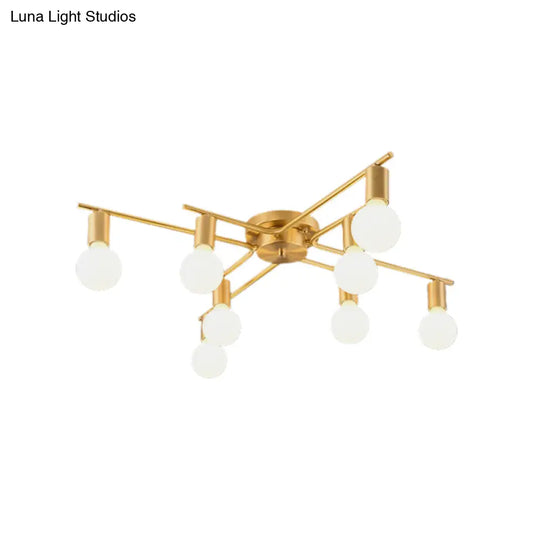 Modern Brass Molecular Flushmount Ceiling Lamp - 8-Bulb Cream Glass Flush Mount Light