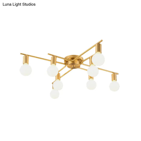 Modern Brass Molecular Flushmount Ceiling Lamp - 8-Bulb Cream Glass Flush Mount Light