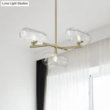Modern Brass Pendant Chandelier with Clear Glass Shades - Ideal for Dining Rooms Clear