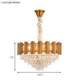 Modern Brass Pendant Lamp - Multi-Light Chandelier With Faceted Crystal