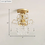 Modern Brass Semi Flush Mount Ceiling Light With Crystal Accent - Curve Arm Design 1/3 Lights