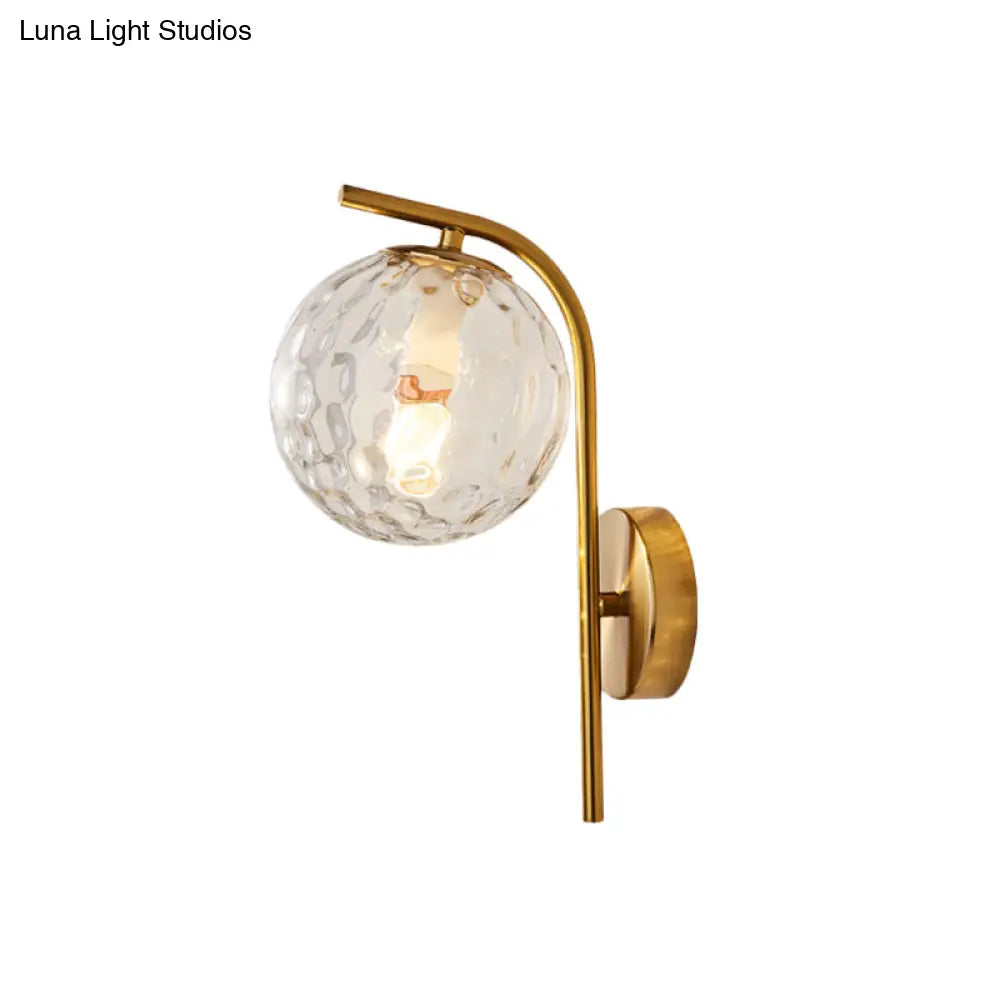 Modern Brass Wall Mounted Bedside Lamp With Grey/Clear Water/White Glass Shade