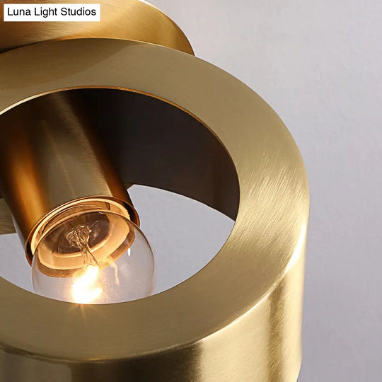 Modern Brass Wall Sconce - Stylish Bedroom Decoration 1-Light Round Shape Mount Bedside Light