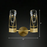 Modern Brass Wall Sconce With Crystal Rock Deco Metal Light Fixture 2 /
