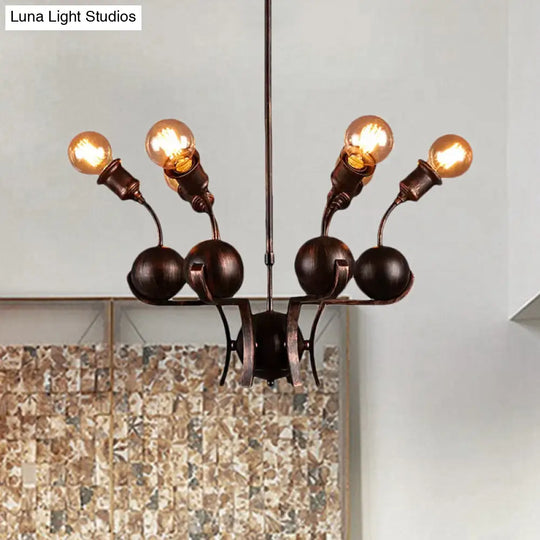 Modern Bronze Loft Style Chandelier With 6 Metal Ball Hanging Lights