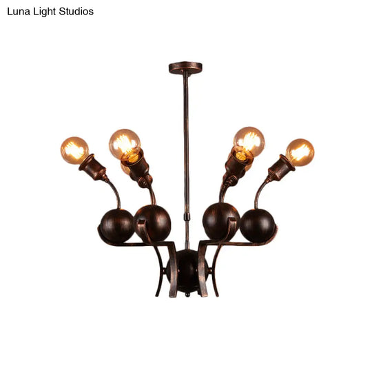 Modern Bronze Loft Style Chandelier With 6 Metal Ball Hanging Lights
