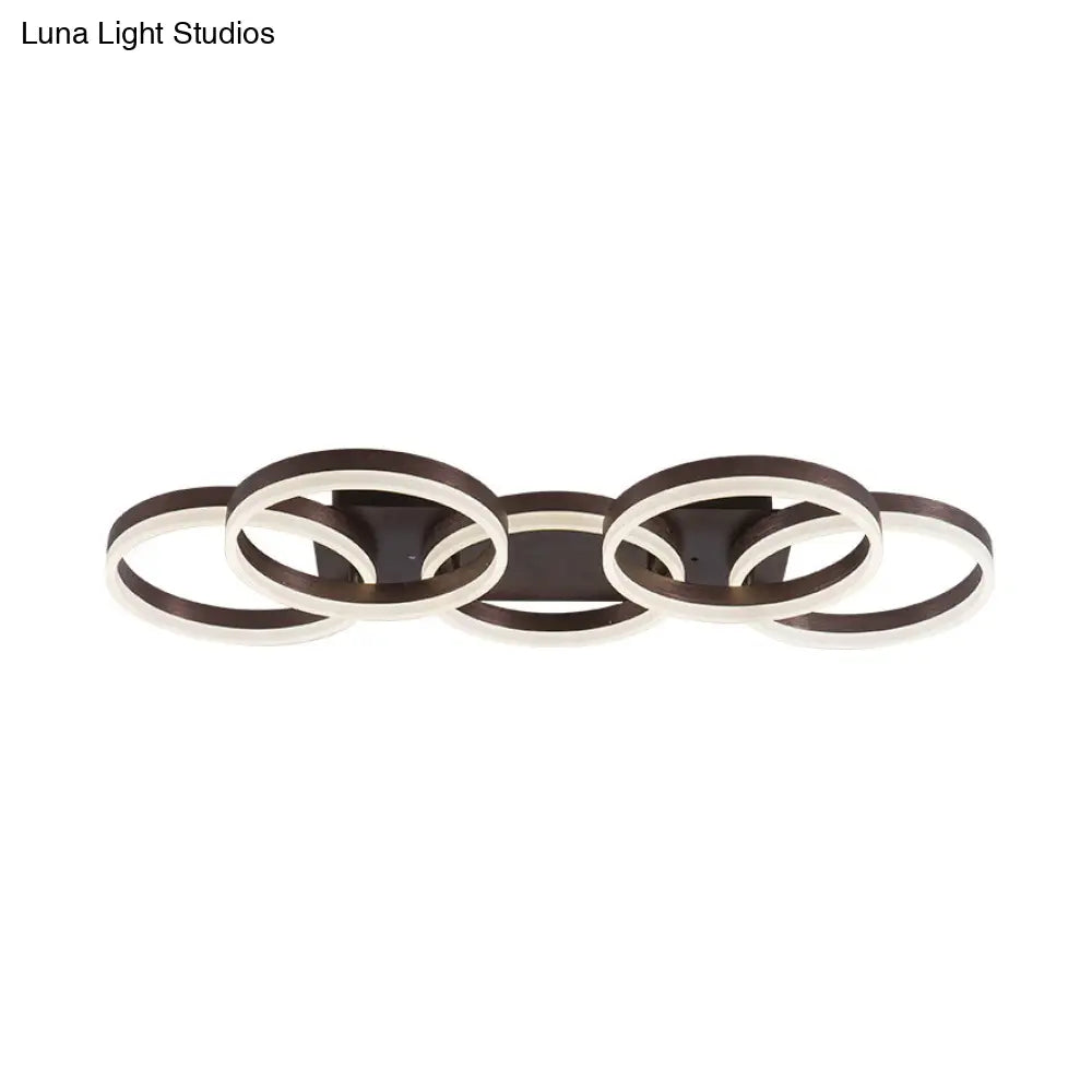 Modern Brown Acrylic Flush Mount Led Ceiling Light For Adult Bedroom & Shop
