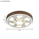 Modern Brown/White Circle Flush Ceiling Light With Led Acrylic & Crystal In White - 3 Color