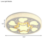 Modern Brown/White Circle Flush Ceiling Light With Led Acrylic & Crystal In White - 3 Color