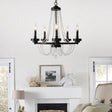 Modern Candle Chandelier - Metal Pendant Lamp With Crystal Beaded Strand (5/6 Lights) In Black 5 /