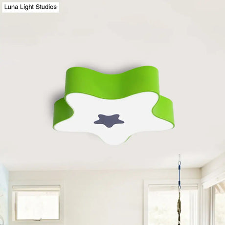Modern Cartoon Ceiling Light: Acrylic Metal Flush Mount For Game Room Green / 18 White