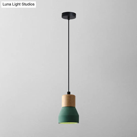 Modern Cement Bell Pendant Light - Stylish 1-Light Fixture For Dining Room Green