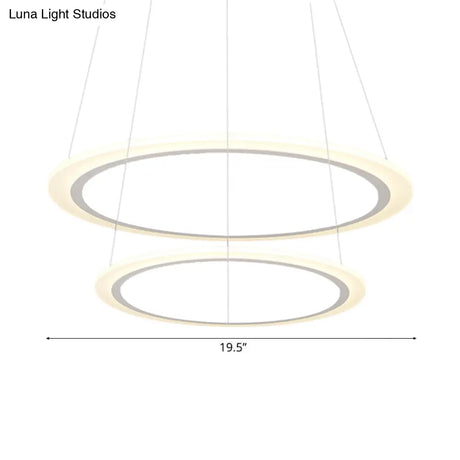 Modern Chandelier With Acrylic Shade - Contemporary Pendant Light Warm/White Illumination