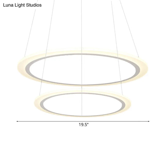 Modern Chandelier With Acrylic Shade - Contemporary Pendant Light Warm/White Illumination