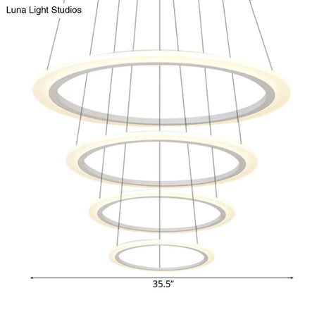Modern Chandelier With Acrylic Shade - Contemporary Pendant Light Warm/White Illumination