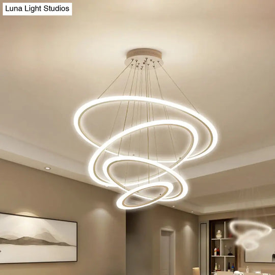 Modern Chandelier With Acrylic Shade - Contemporary Pendant Light Warm/White Illumination
