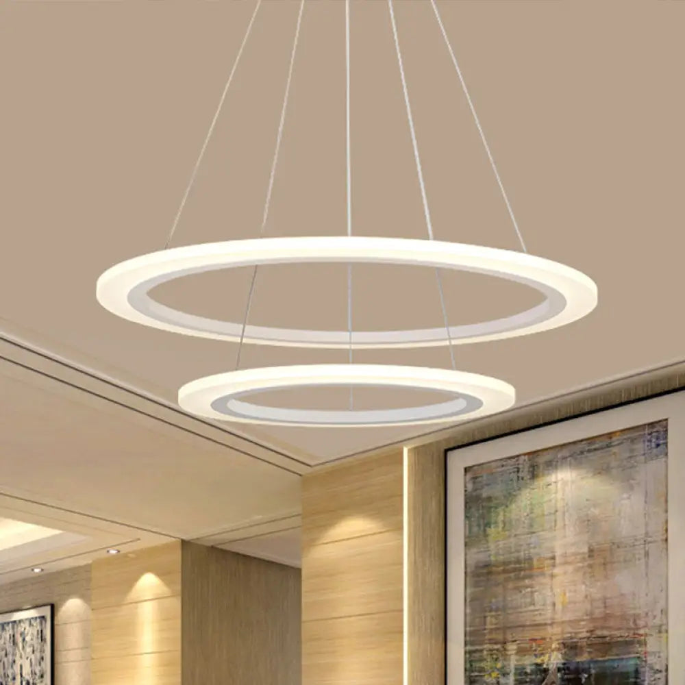 Modern Chandelier With Acrylic Shade - Contemporary Pendant Light Warm/White Illumination