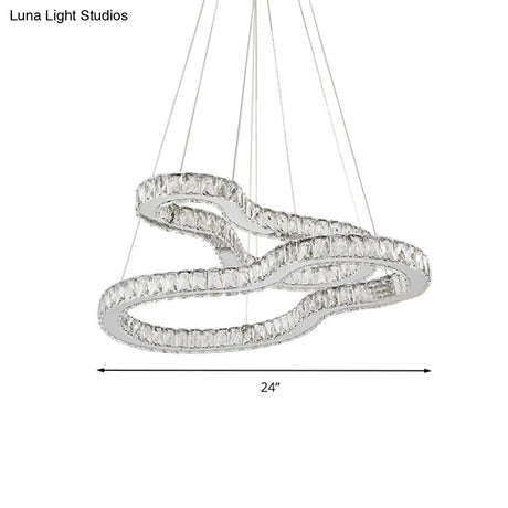 Modern Chrome 2-Tier Chandelier With Led Beveled Glass Crystals - Ideal For Bedrooms