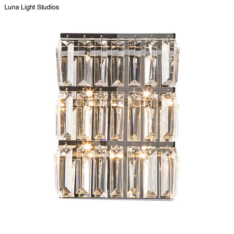 Modern Chrome 4-Light Clear Crystal Wall Lamp - Elegant Rectangle Lighting Fixture