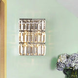 Modern Chrome 4-Light Clear Crystal Wall Lamp - Elegant Rectangle Lighting Fixture
