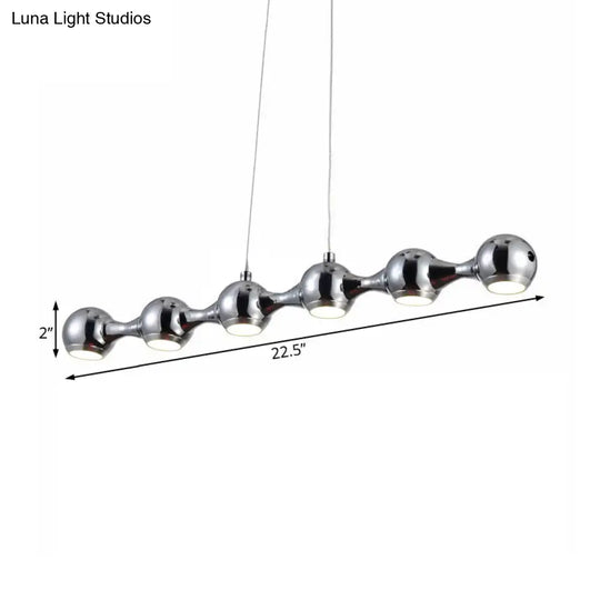 Modern Chrome Ball Pendant Ceiling Light With 6 Metal Lights - Warm/White Island Lighting For Living