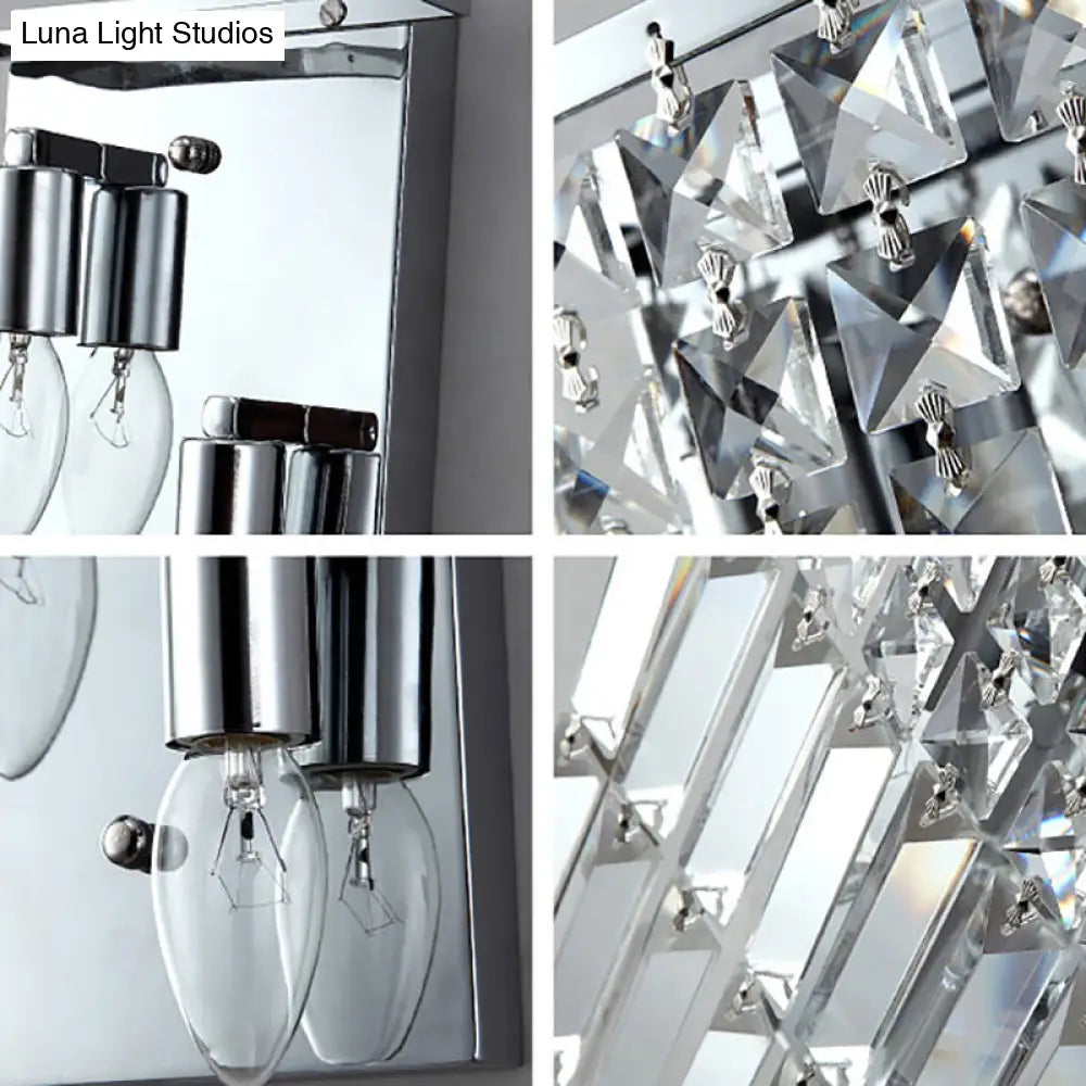 Modern Chrome Crystal Prism Sconce Lighting - Wall Mounted Lamp For Corridors